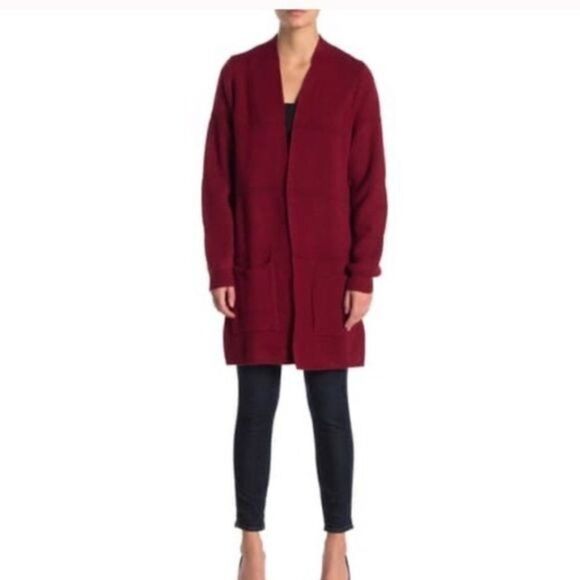 Joseph A Deep Cranberry Open Knit Cardigan XS - Picture 1 of 9